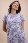 Zivame Knit Cotton Knee Length Nightdress With In Built Slip On Bra - Heirloom Lilac — thumbnail 5